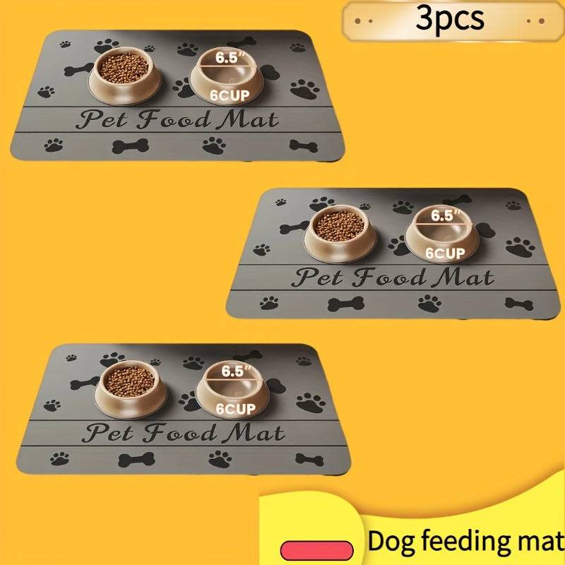 Non-slip quick-drying rubber pet feeding mat for food and water bowls, waterproof and stain-resistant dog placemat