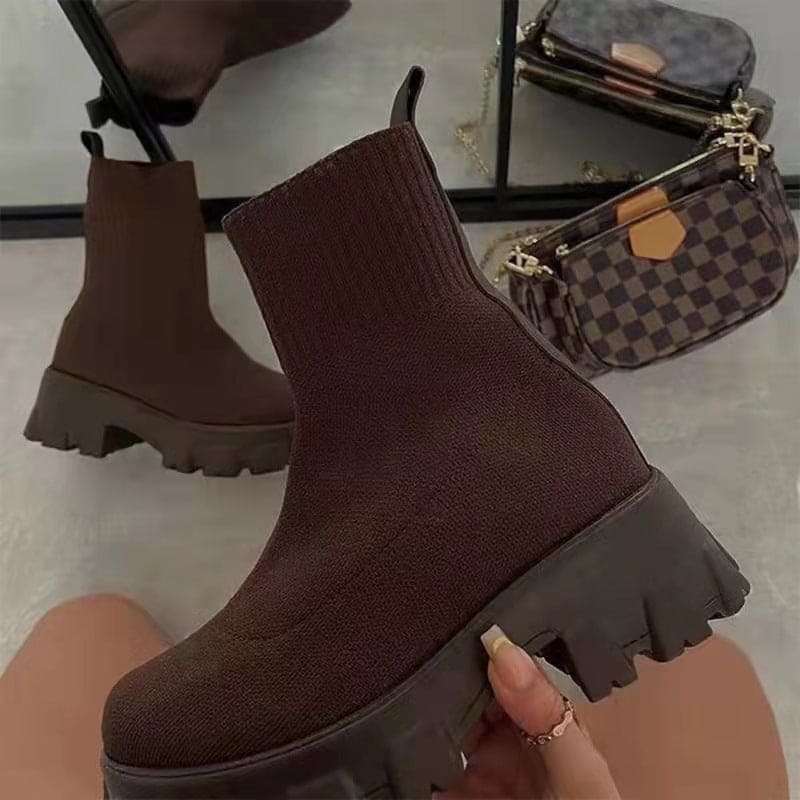 Women Sock Boots Platform Chunky Heels - PMMNAPOLES