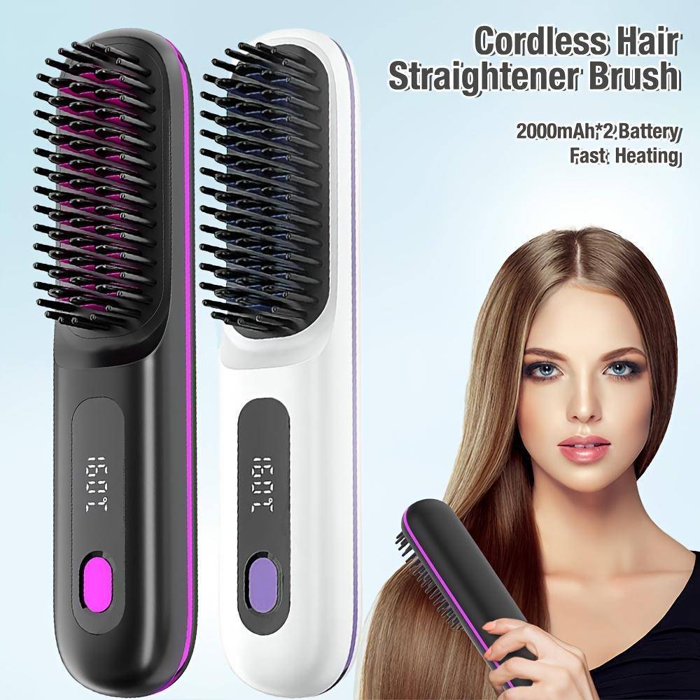 Cordless USB Hair Straightener Comb Dual Function