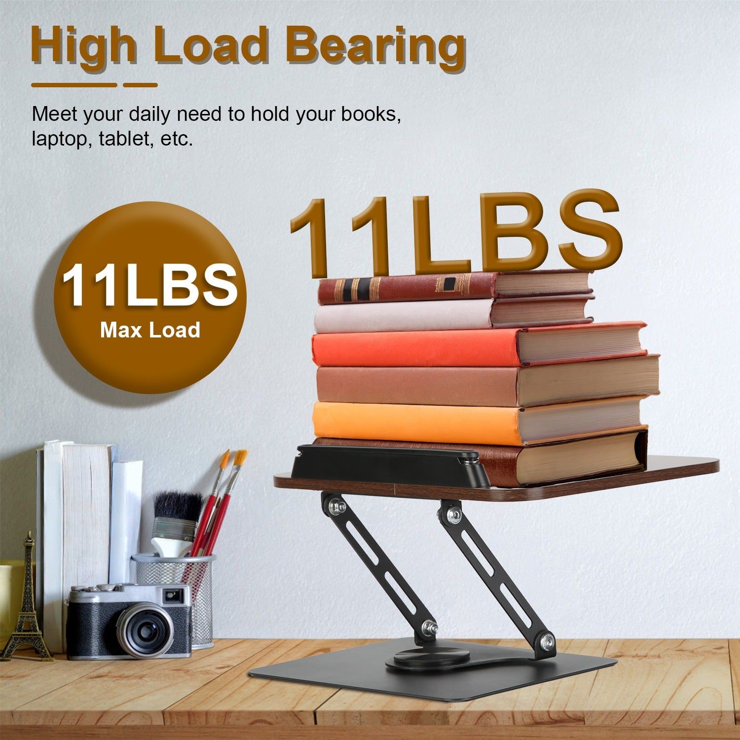 Adjustable Foldable Book Stand with Rotating Base Design