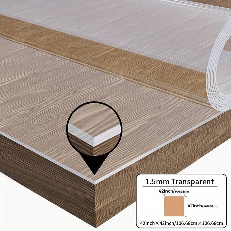 Transparent PVC Tablecloth 1.5mm Thick Protective Film Heat, Dust & Dirt Resistant Table Mat for Dining, Tea & Home Tables