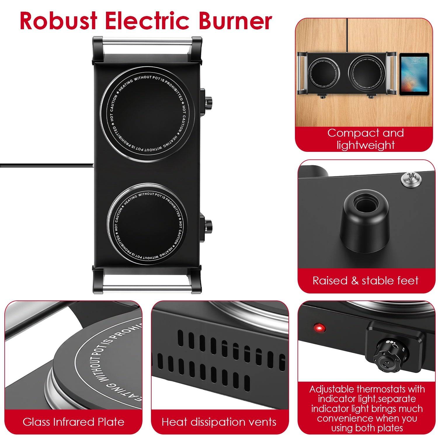 Portable Electric Cooktop Double Burner