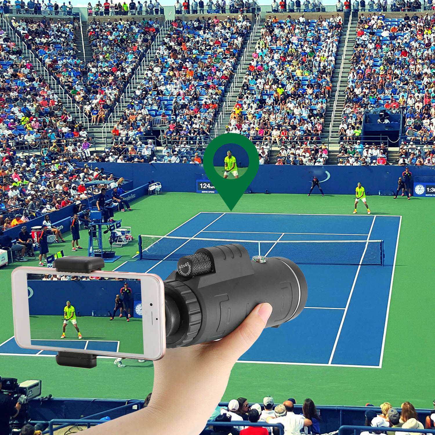 40x40 Monocular Telescope With Tripod And Phone Mount