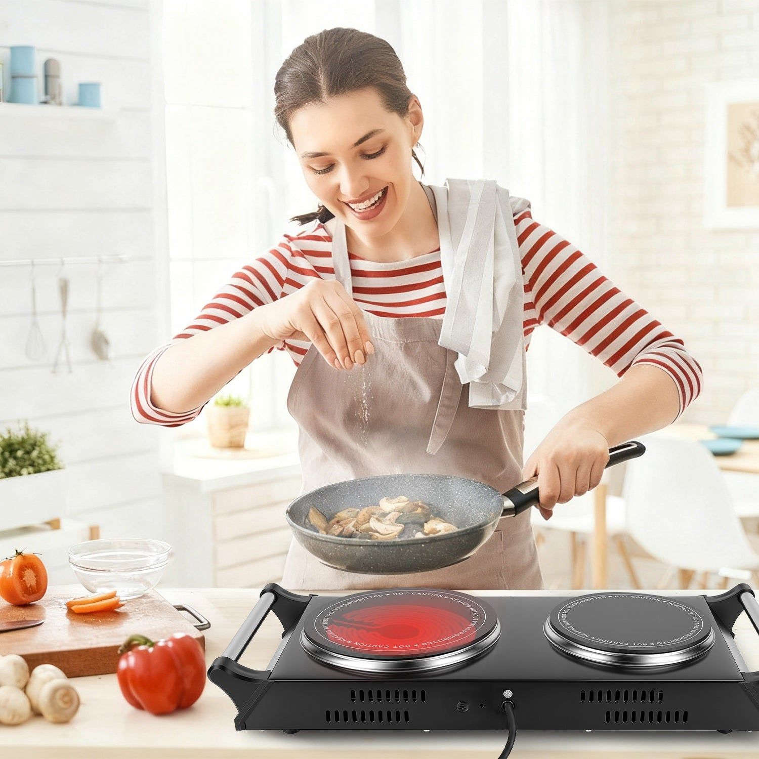 Portable Electric Cooktop Double Burner