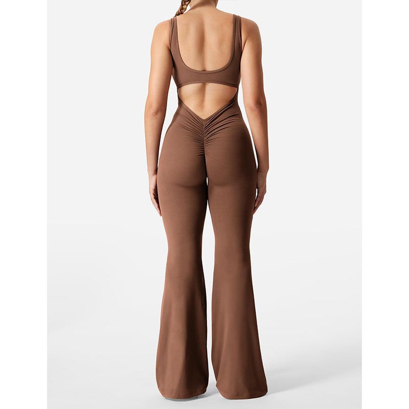 Women Slim Fit Jumpsuit Backless Yoga Exercise Outfit