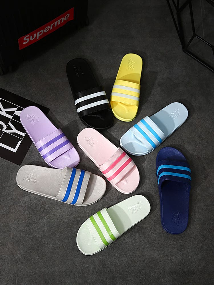 Striped Bath Plastic Stall Household Men's Sandals And Slippers - PMMNAPOLES