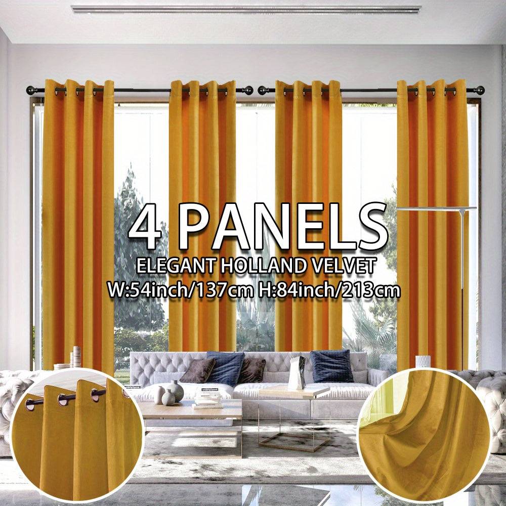 4 Panels Elegant Velvet Blackout Curtains, 90% Light Blocking with Grommet Top, Soft Pink Vintage Style for Bedroom & Living Room, 55"x84"