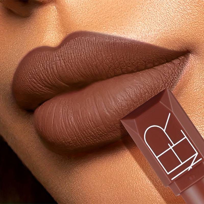 3pcs Velvet Matte Lipstick Set Waterproof Non-Stick Cup Formula with Squalane Long-Lasting Rich Brown, Pink, Purple & Red Shades