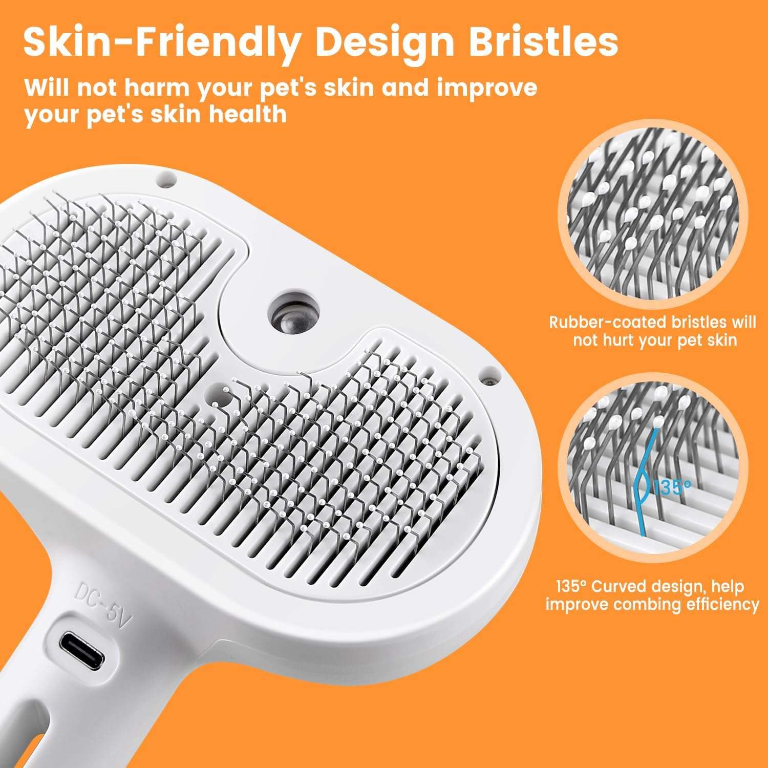 3 in 1 Cat Grooming Brush with Steam Spray