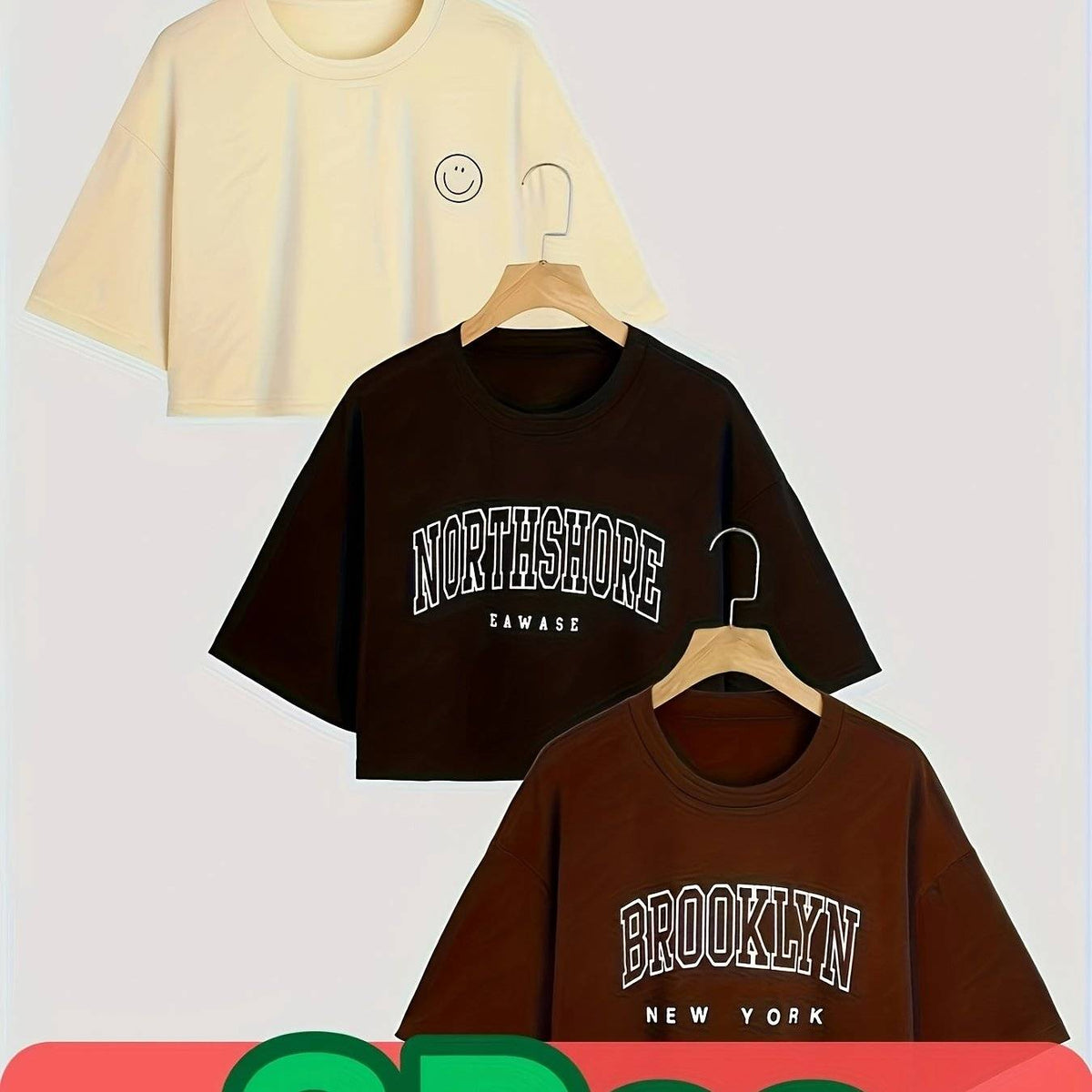 3-Pack Women’s Graphic Crop Tops California West Coast Print Tees with Round Neck & Short Sleeves