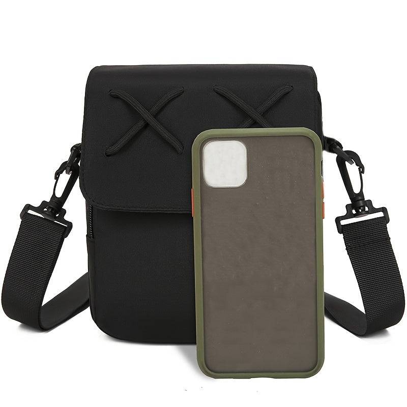 Men’s Black Canvas Crossbody Bag – Stylish Casual Shoulder Bag with Adjustable Strap & Multi-Compartments for Everyday Use