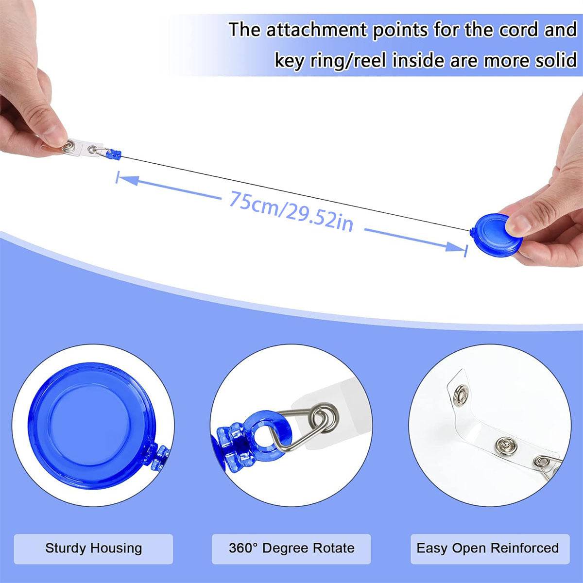 Retractable Badge Reel Set with Colored Buckles 20 Pieces