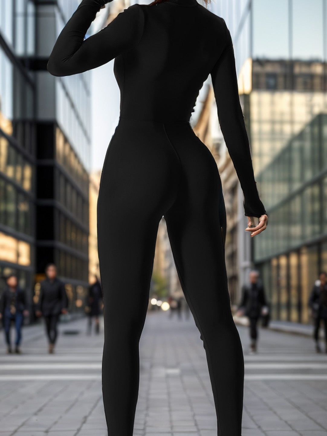Women’s One-Piece Workout Jumpsuit with Hip-Lifting Design, Tight Fit, Moisture-Wicking Nylon