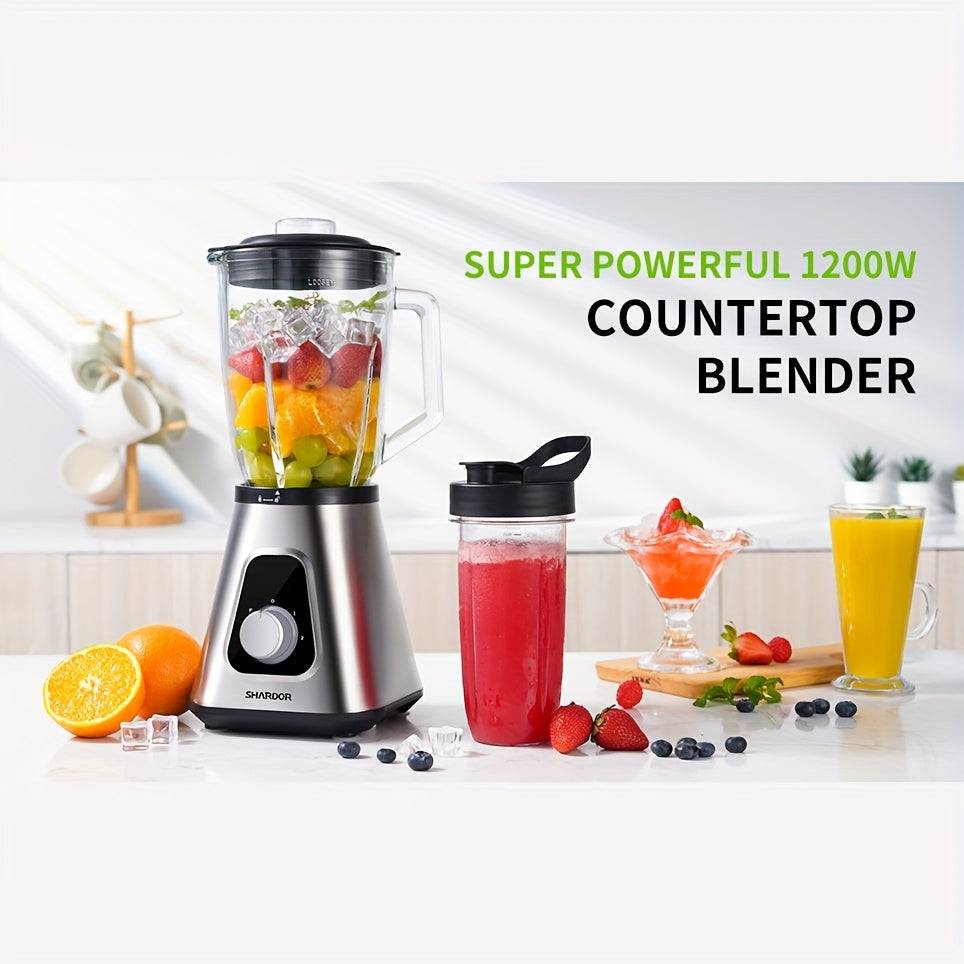 High-Speed Countertop Blender – 500-1200W Multi-Purpose Glass Jar Blender for Juices, Smoothies, Ice & More