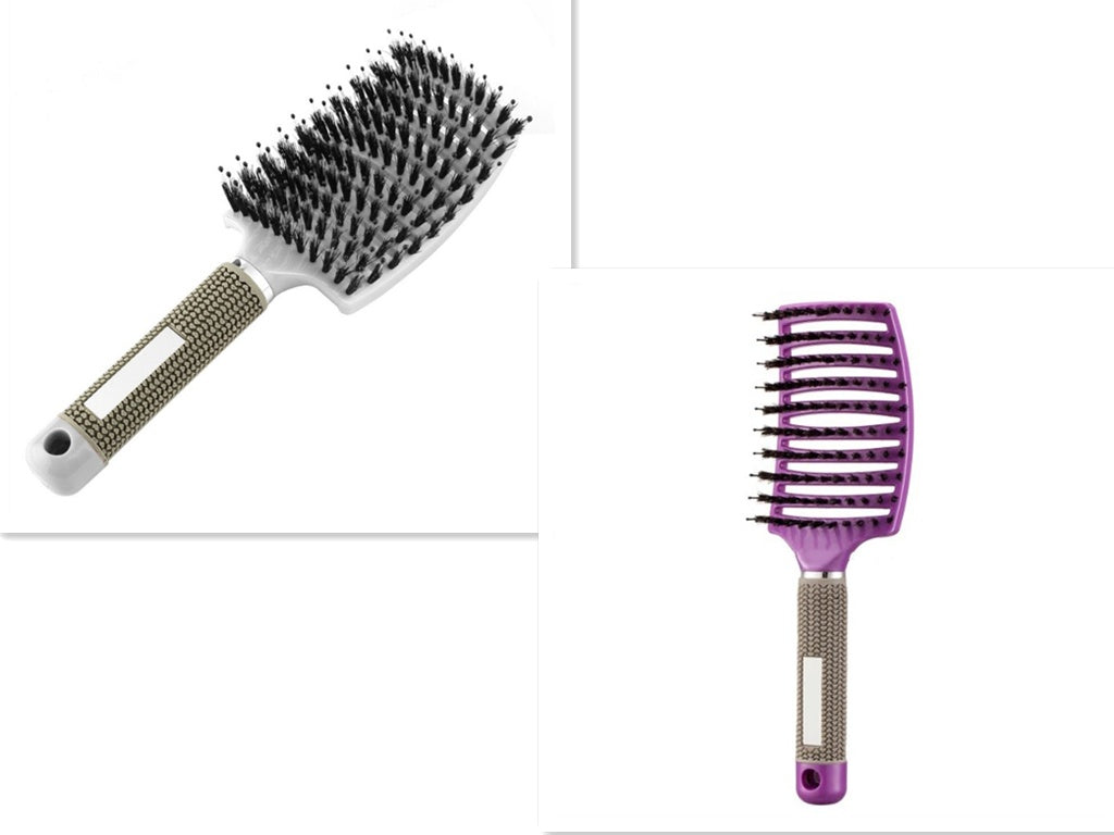 Bristle and Nylon Hair Brush with Massage and Soft Handle