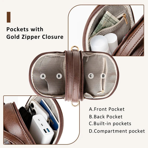 Womens Small Crossbody Bag Coffee Color Daily Carry