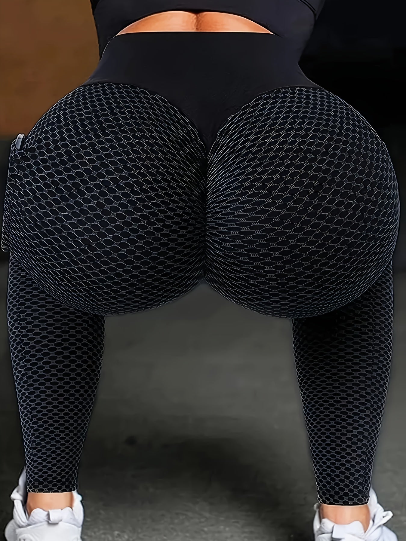 2-Pack Women's High-Waisted Leggings with Pockets, Honeycomb Texture Tummy Control and Hip-Lifting Compression Fit, 7/8 Length Workout Pants