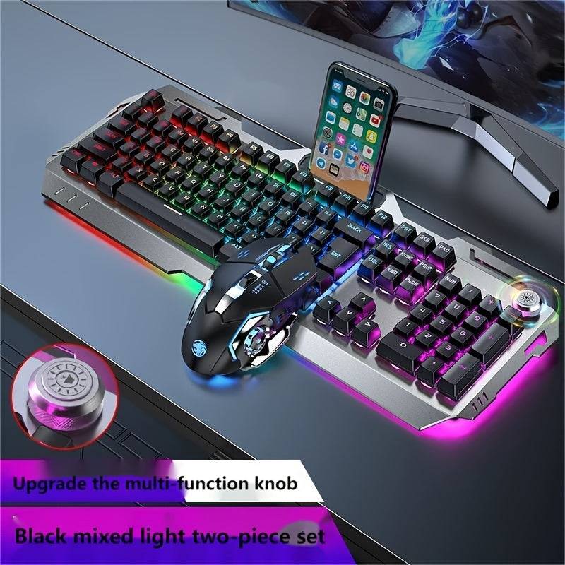 Wired Gaming Keyboard 104-Key Full Size with LED Backlight, Ergonomic Quiet Design & Volume Knob for PC & Laptop