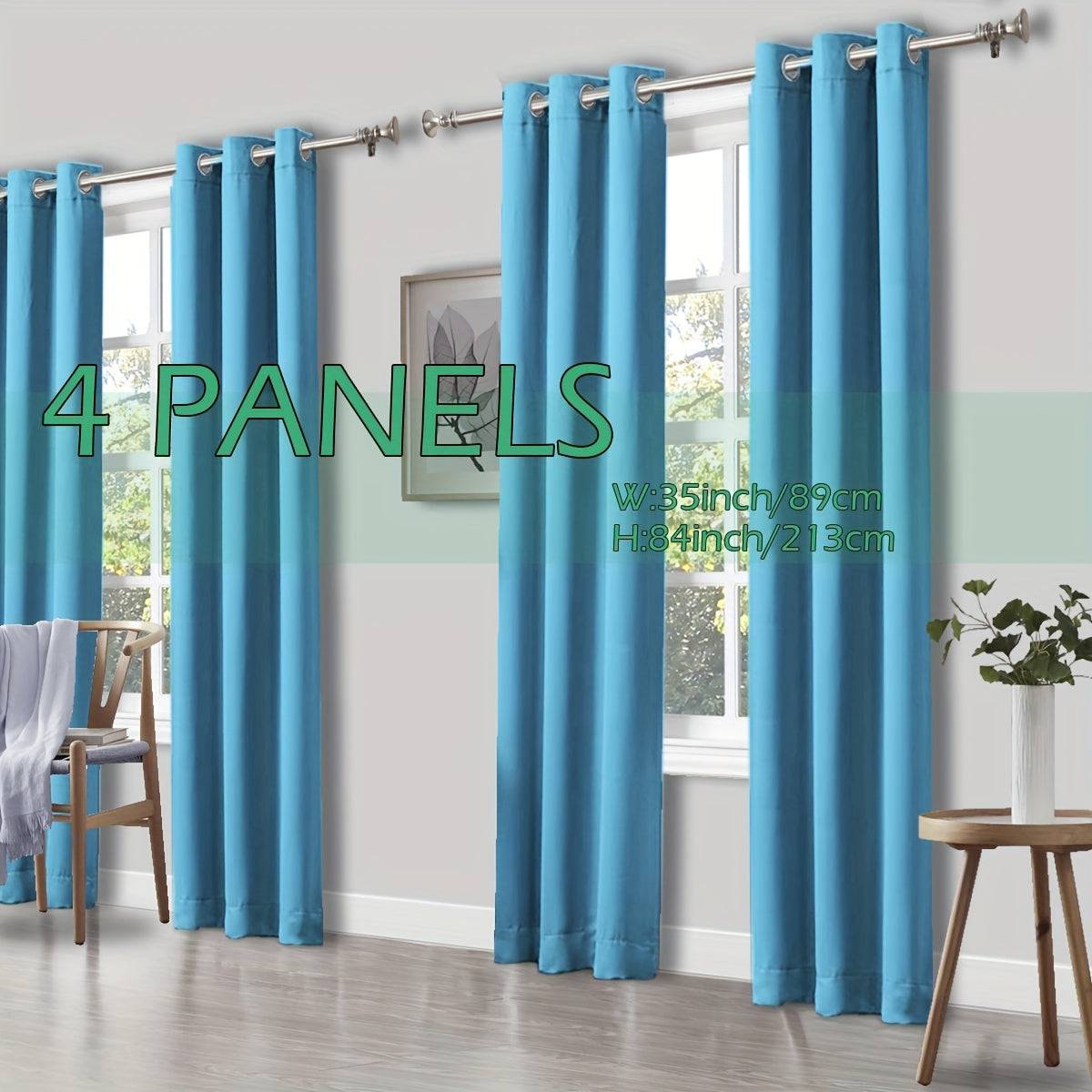 Set of 4 Thermal Blackout Curtains Triple Weave Solid Grommet Panels Insulated Patio Drapes for Complete Darkness & Comfort at Home or Office