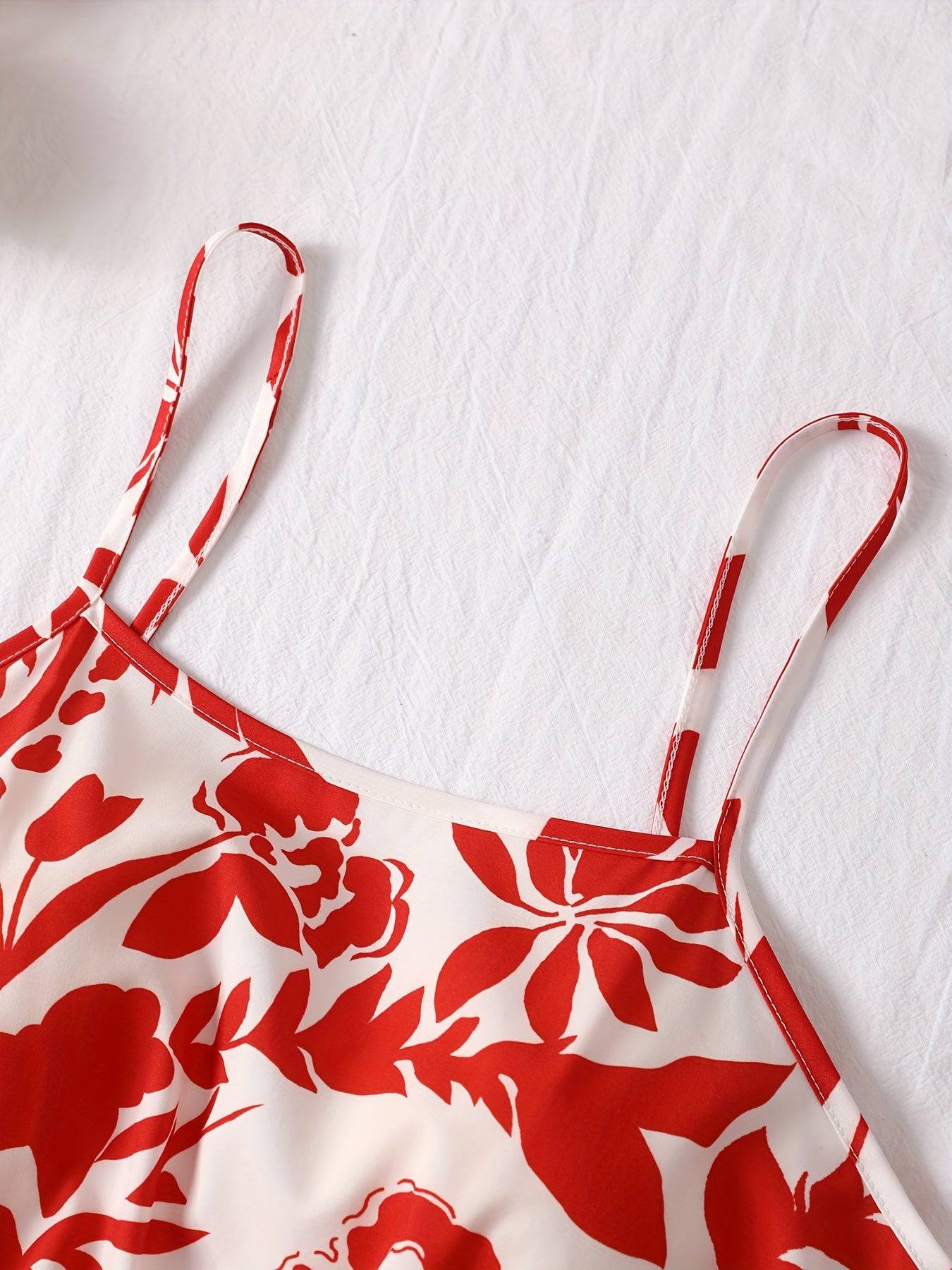 Women’s Elegant Vacation Dress – Strapless Square Neck Sleeveless A-Line Maxi Dress with Floral Print, Loose Fit