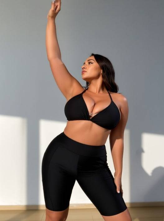 Women Elegant Solid Color Swimsuit Set