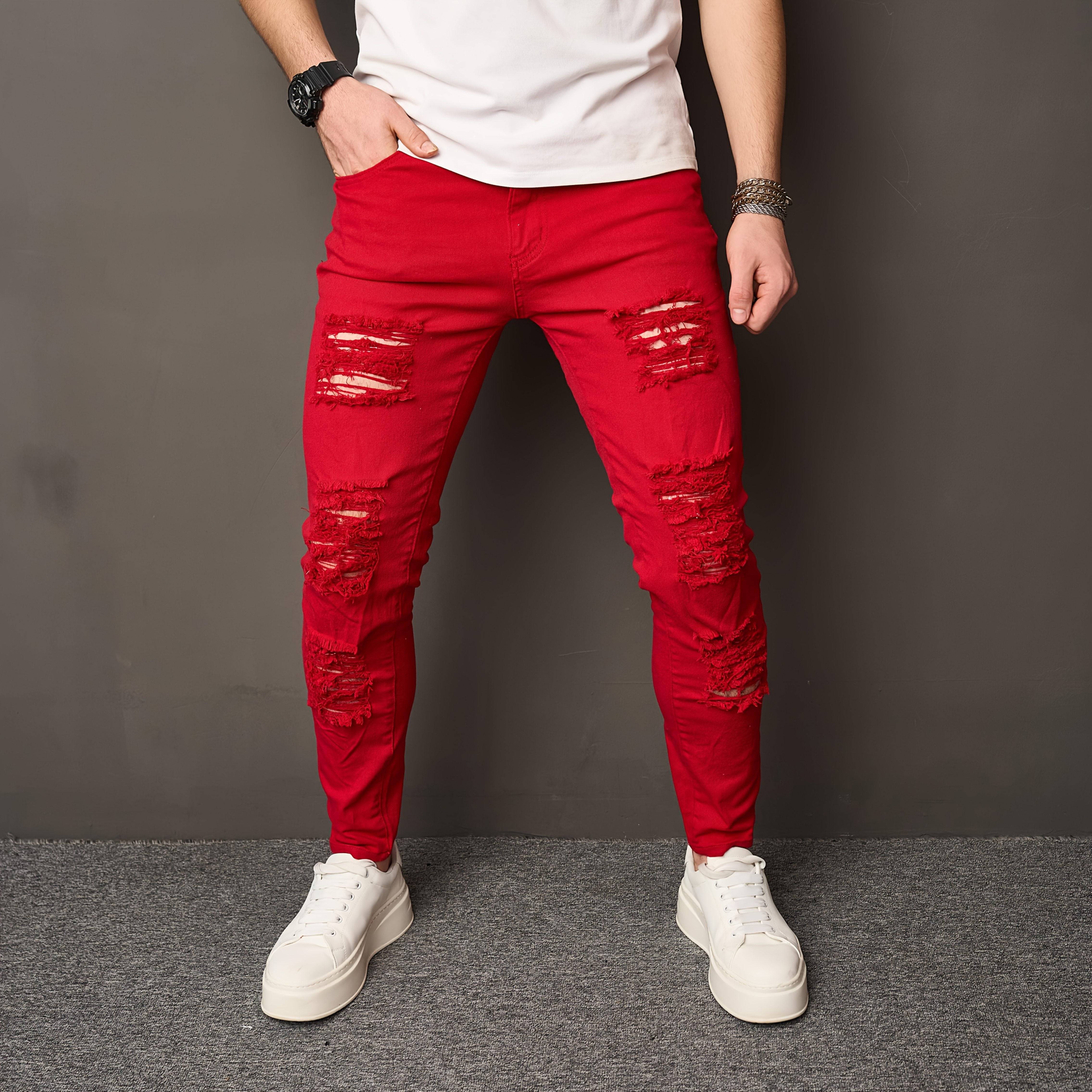 Men’s Fashion Jeans Youth Streetwear Denim Pants with Slim Fit Design Modern Casual Style for Everyday Wear
