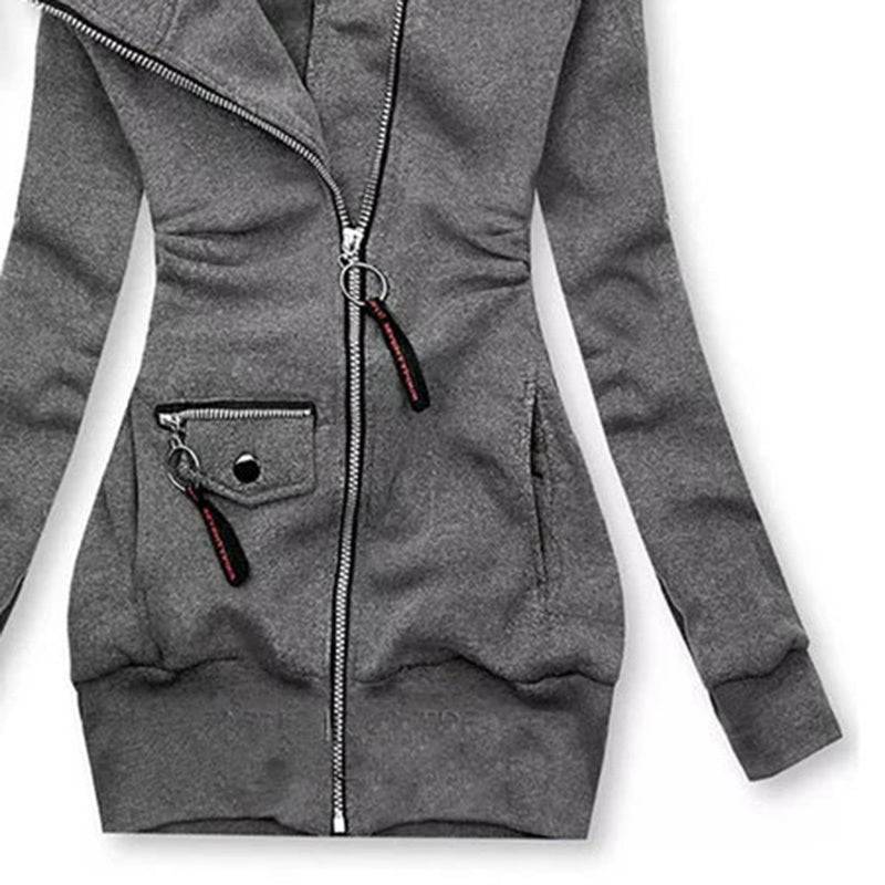 Slim Fit Hooded Jacket with Zip Front and Drawstring Waist