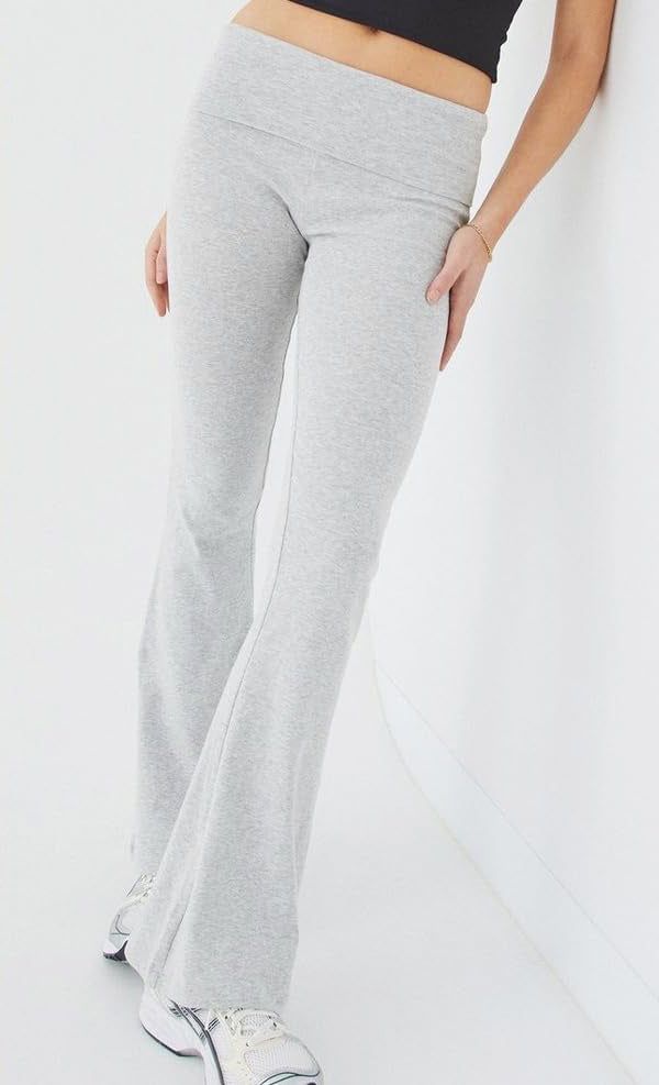 Womens Two Piece Set Slim Fit Crewneck Tee and Flared Pants