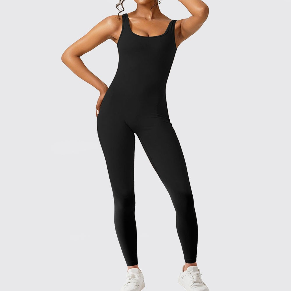 Sleeveless Flare Yoga Jumpsuits Long Pants High Stretch