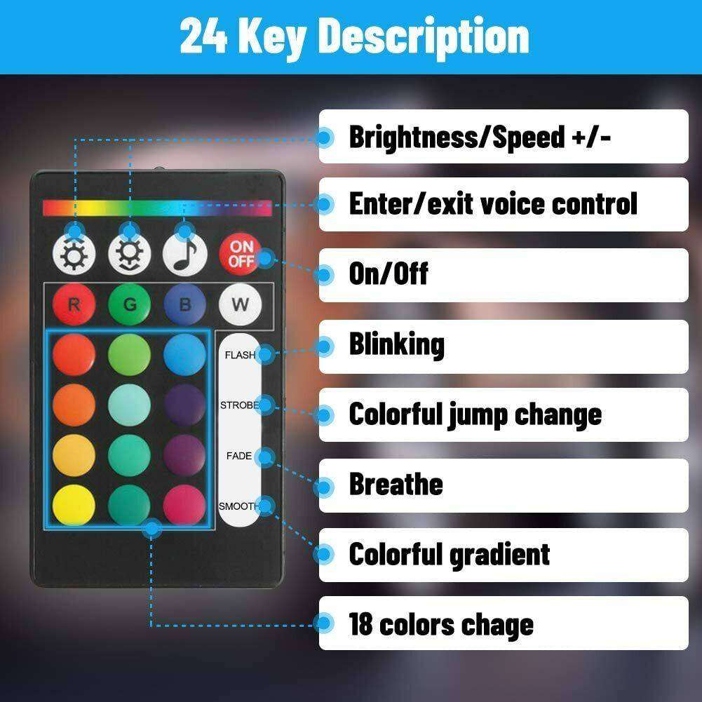 RGB Car Underglow Neon Strip Lights Kit With Music Mode