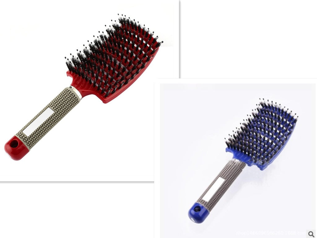 Bristle and Nylon Hair Brush with Massage and Soft Handle