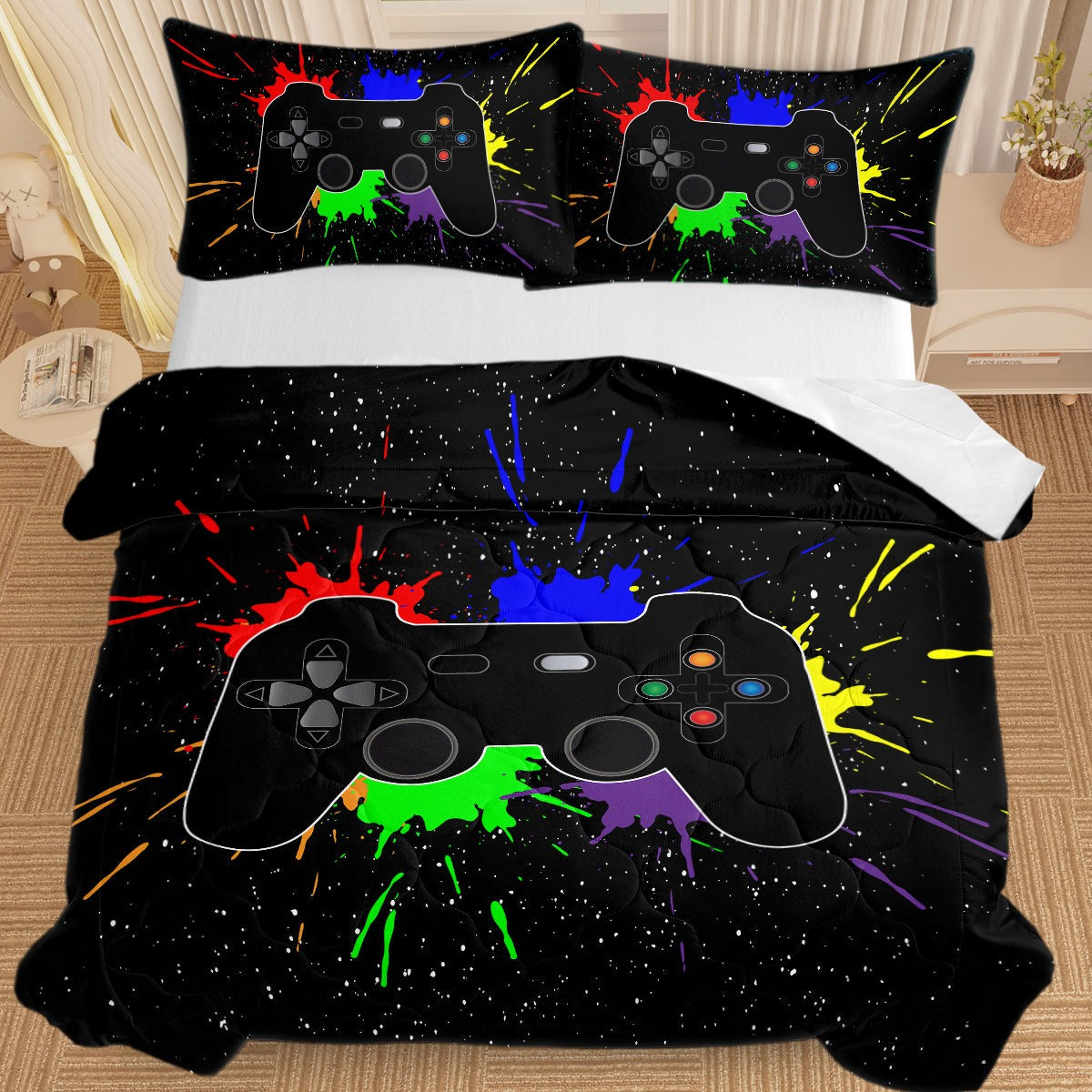 Video Game Bedding Set With Comforter And Pillow Shams