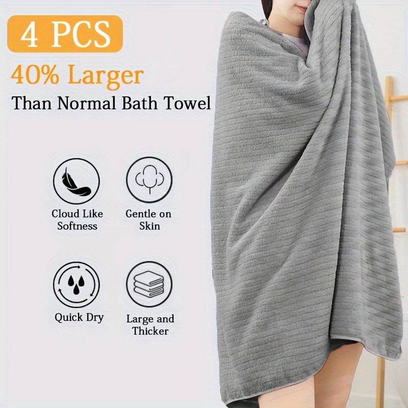4-Pack Oversized Bath Towels Set 35"x70" XL Microfiber Towels Quick-Dry, Soft & Absorbent for Family or Hotel Use
