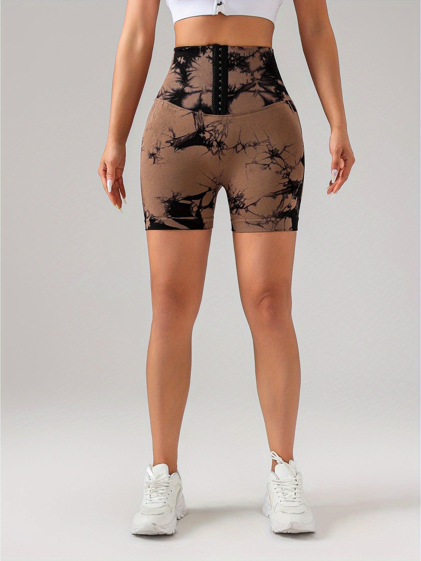 3 Pack Seamless Tie Dye High Waist Shorts Tummy Control