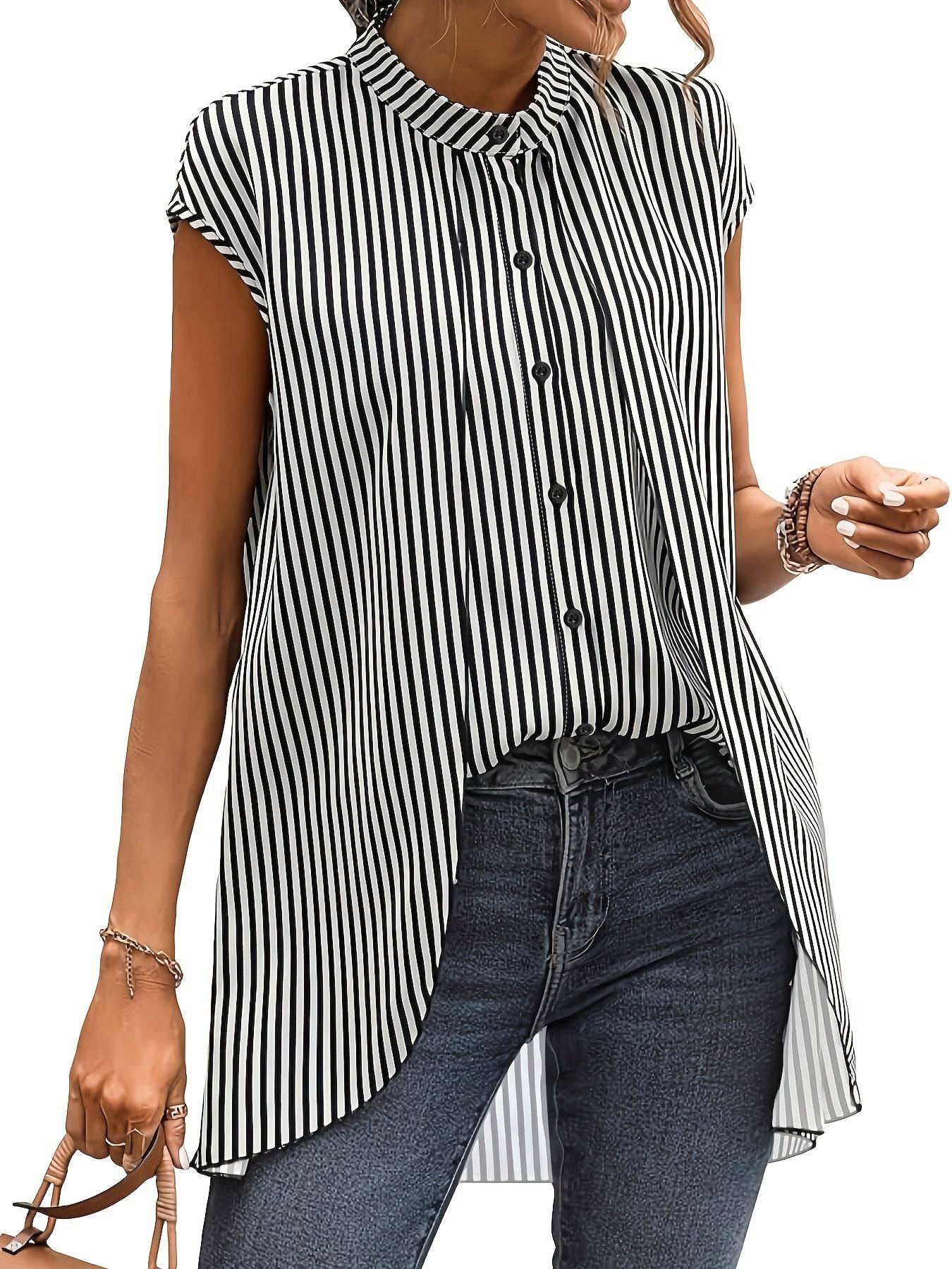 Striped Short Sleeve Shirt Casual Summer