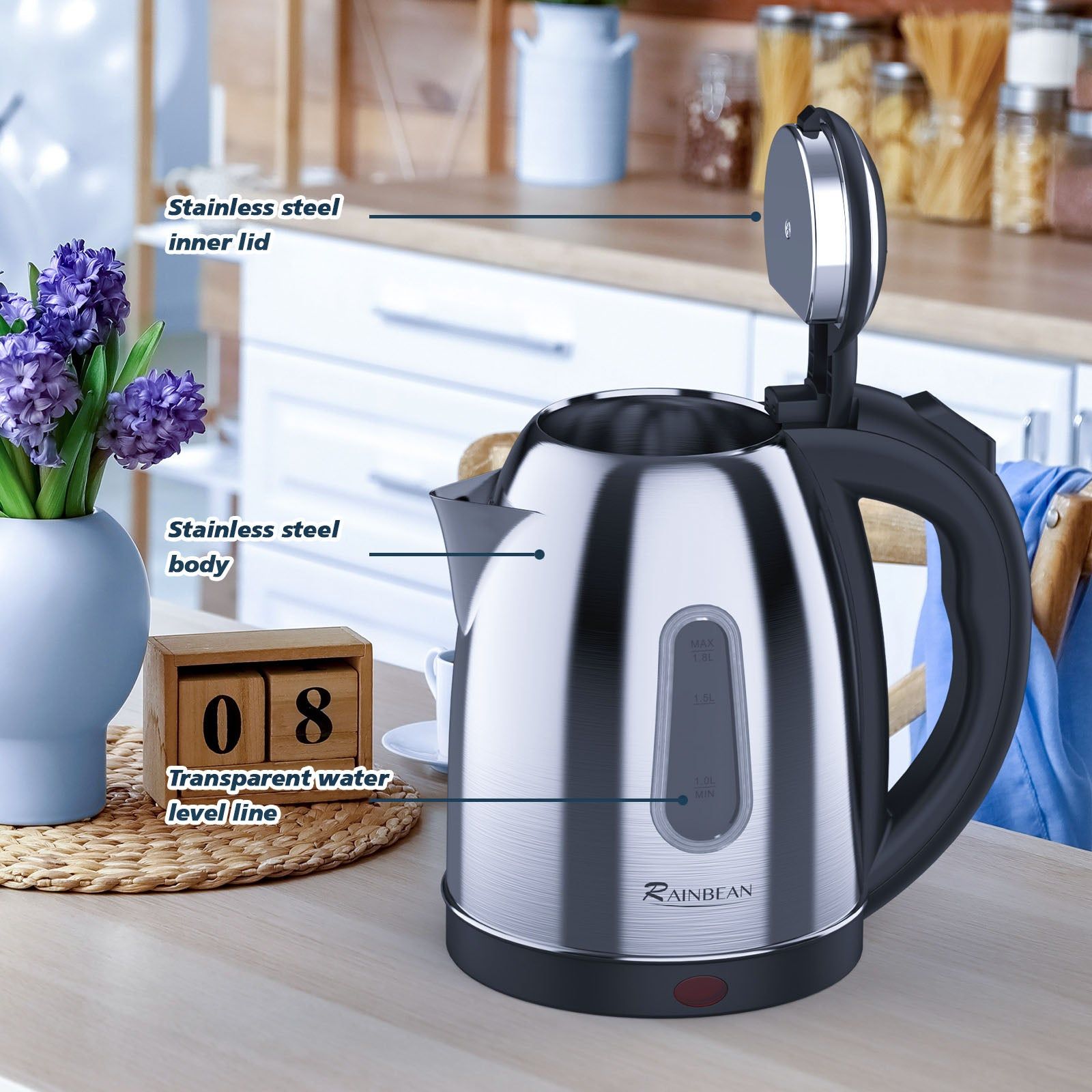 1.8L Electric Kettle with Auto Shut Off Fast Heating