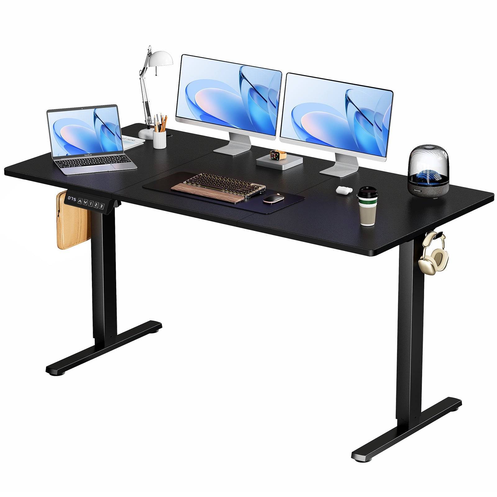 Electric Adjustable Standing Desk With Hooks And Cable Port