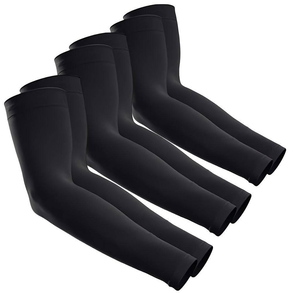 9 Pairs Men’s Sunscreen Sleeves Breathable Elastic Wrap Design Lightweight Solid Color Arm Covers for Travel & Outdoor Activities