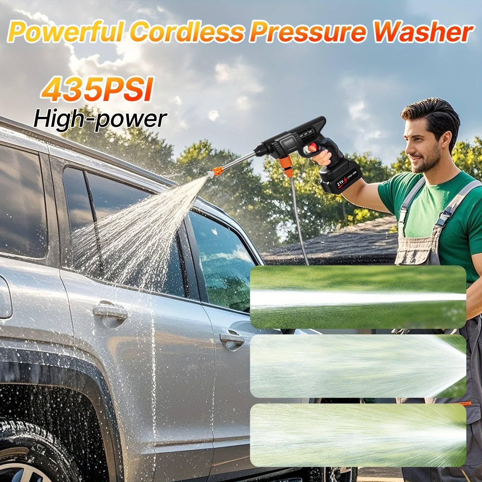 Wireless High-Pressure Car Washer Rechargeable Portable Cleaning Tool with Foam Spray Gun Includes 2×15000mAh Batteries & Toolbox for Indoor & Outdoor Use