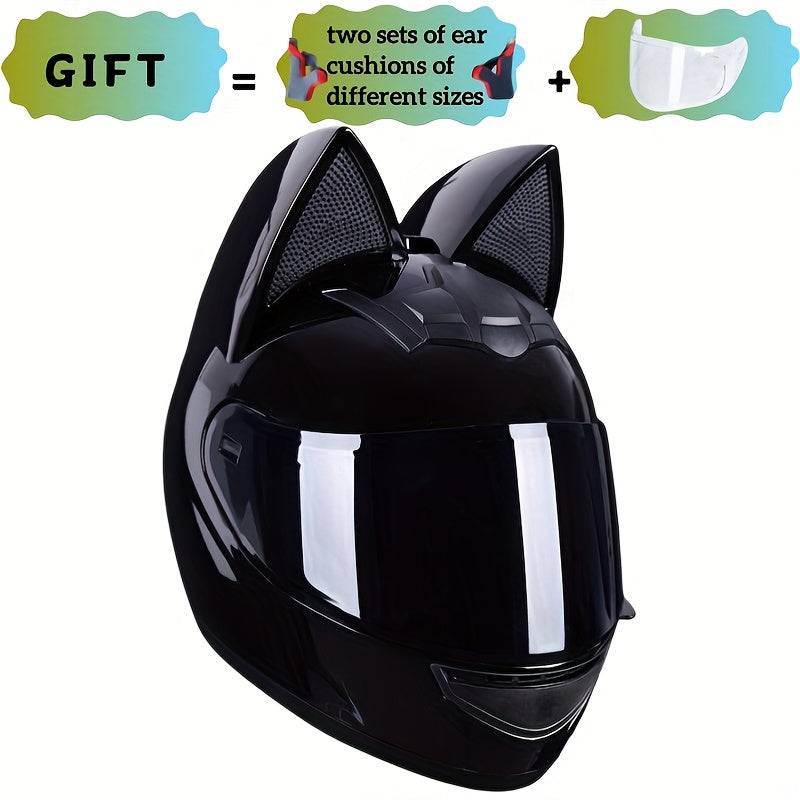 Unisex Cat Ear Motorcycle Helmet All-Season Durable ABS Shell with Futuristic Design Unique Riding Gear & Gift for Motorcyclists