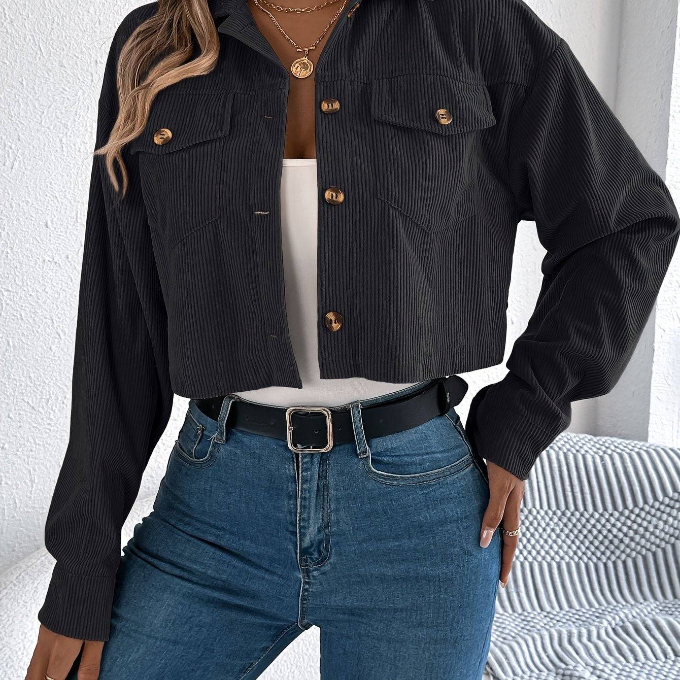 Women’s Cropped Oversized Blazer Jacket High Waist Loose Fit with Zipper Lightweight Outerwear for Spring & Fall