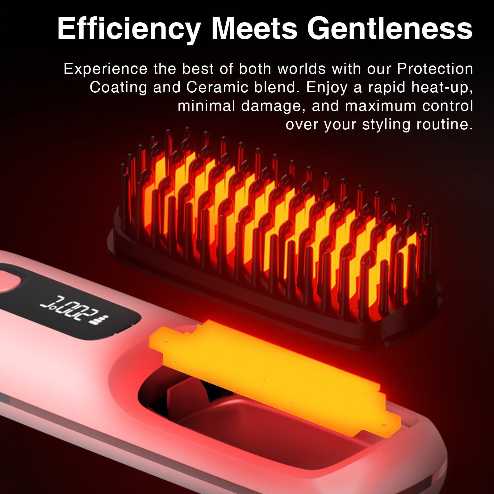 Cordless Ionic Hair Brush with LED Temperature Control