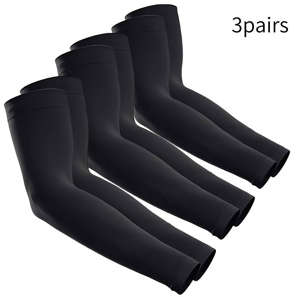 9 Pairs Men’s Sunscreen Sleeves Breathable Elastic Wrap Design Lightweight Solid Color Arm Covers for Travel & Outdoor Activities