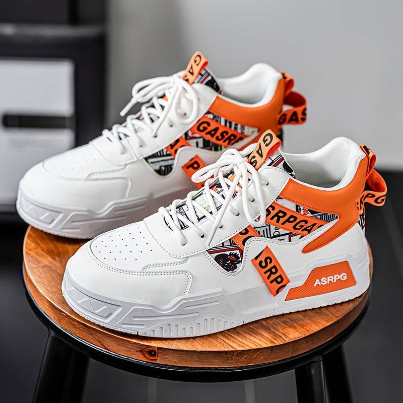 Men’s Graffiti Ribbon Sneakers – Soft Sole, Non-Slip Comfort, Stylish Casual Shoes for Travel, Parties & Urban Walks
