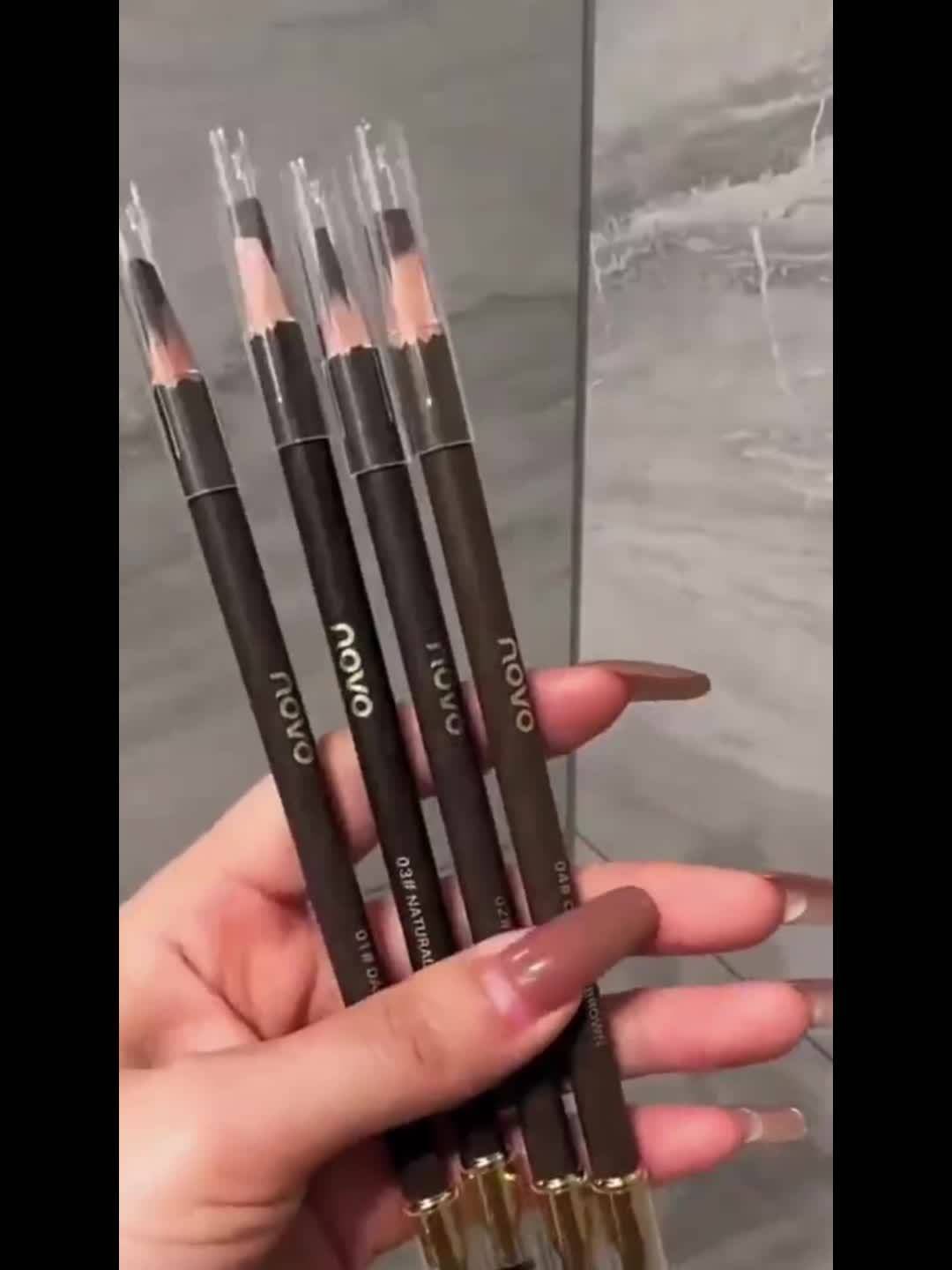 4pcs Waterproof Eyebrow Pencil Set Smudge-Proof Double-Head Design with Built-In Brush for Natural Look