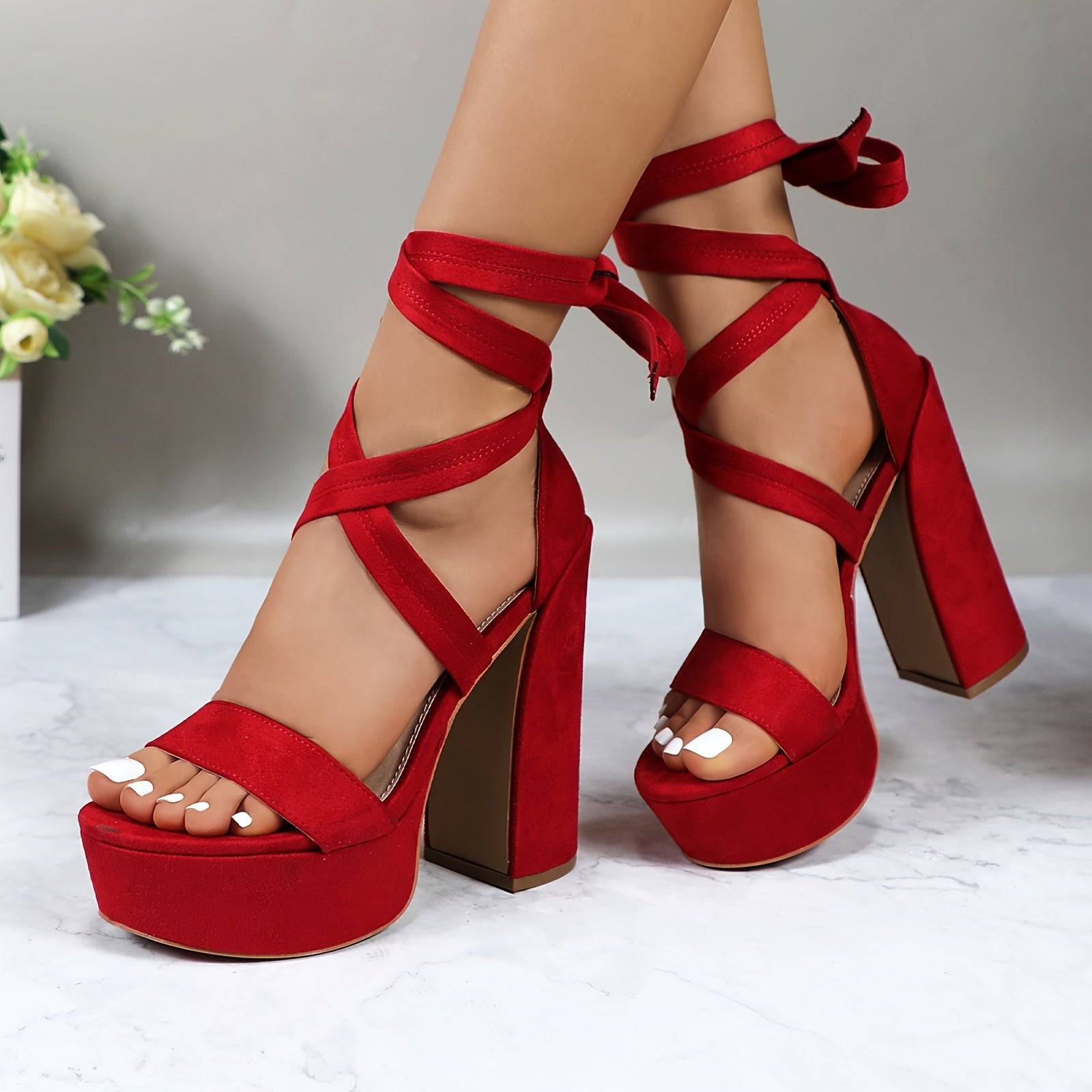 Women's Chunky Block Platform Heels, Strappy Gladiator Open Toe Dressy Pumps Sandals for Wedding, Party, Dance or Office