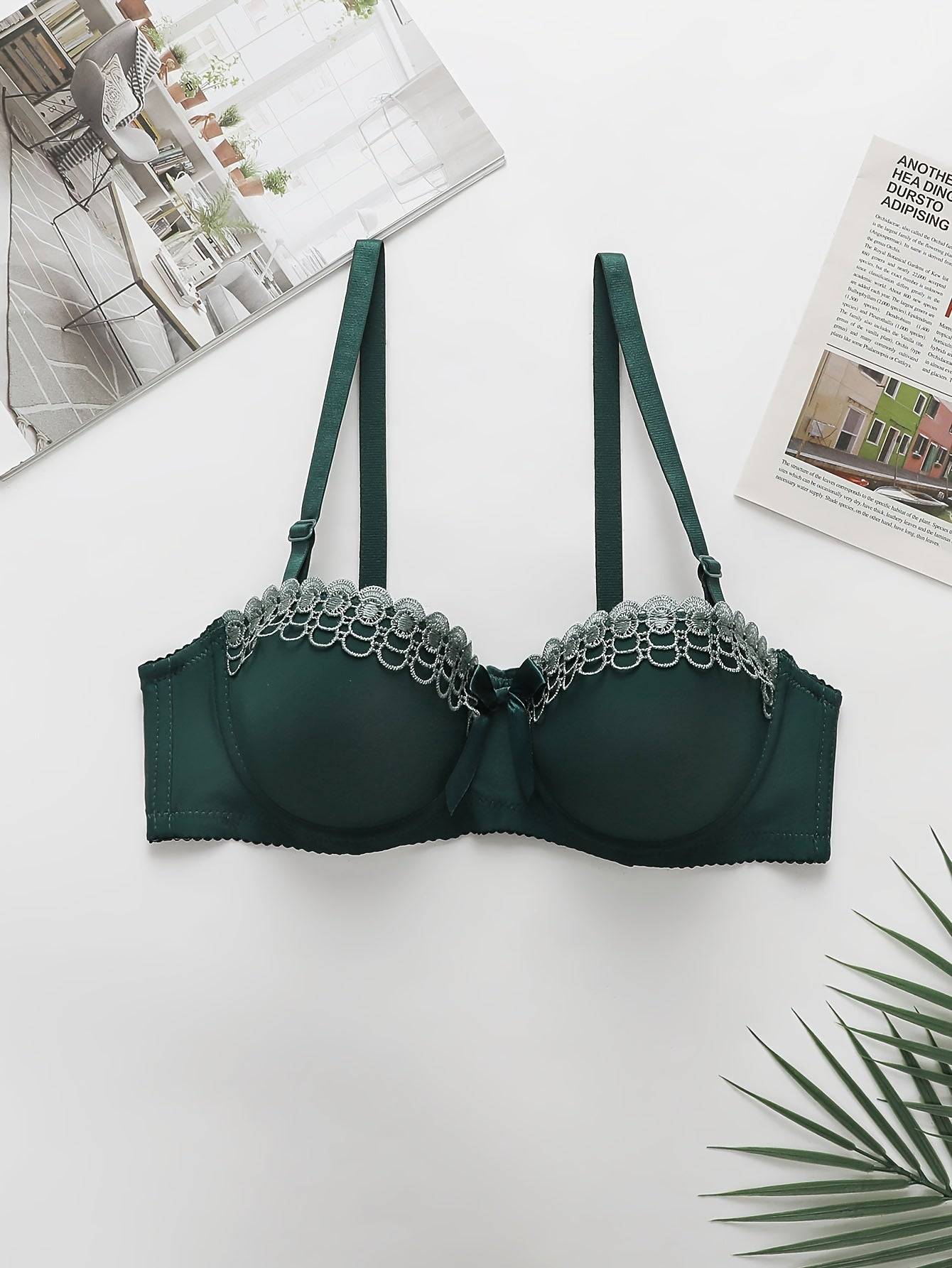 6-Pack Push-Up Bras for Women – Floral Embroidered, Underwire Support & Breathable Solid Colors