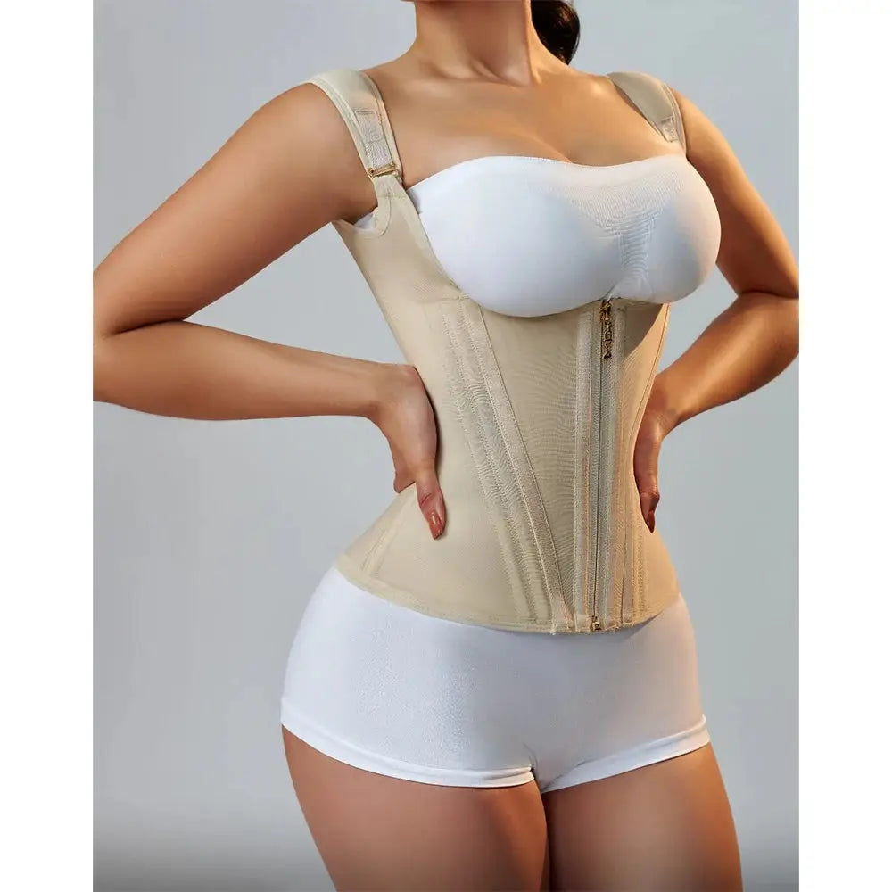 Colombian BBL Shapewear for Women – Compression Waist Binder with Zipper & Buckle Closure for Post-Surgery Recovery
