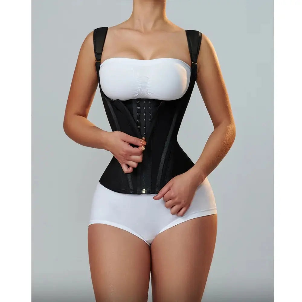 Colombian BBL Shapewear for Women – Compression Waist Binder with Zipper & Buckle Closure for Post-Surgery Recovery