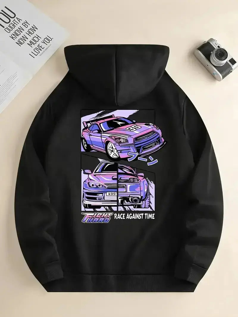 Men's casual hoodie, high-quality breathable cotton, creative Y2K street style printed sweatshirt